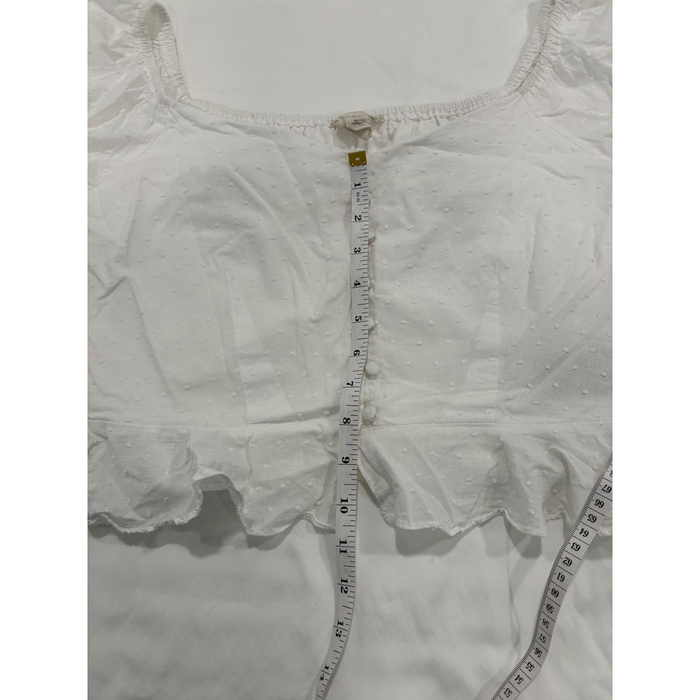 Urban Outfitters Coquette Cottagecore Milkmaid Prairie Crop Top White Cotton M - Picture 8 of 9